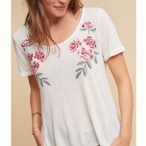 Anthropologie Postmark Floral Embroidered Top